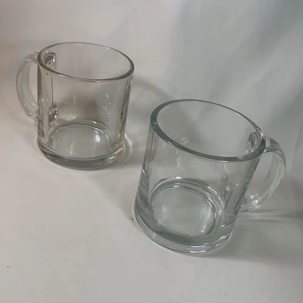 Clear Glass Mugs Coffee Cappuccino Tea Cocoa Cocktail 12 Ounces Each Set Of 2